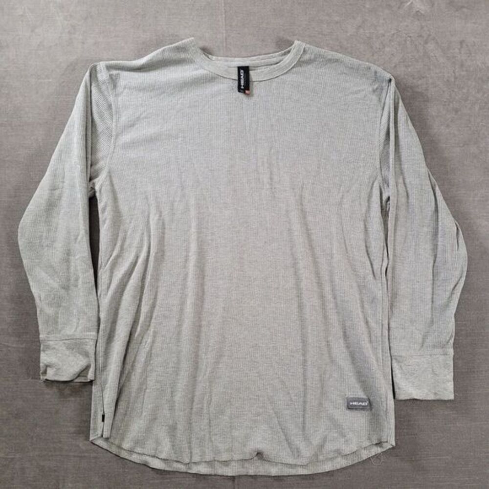 Head Branded Sleep Wear Mens Long Sleeve Gray Thermal Shirt Size‎ XL